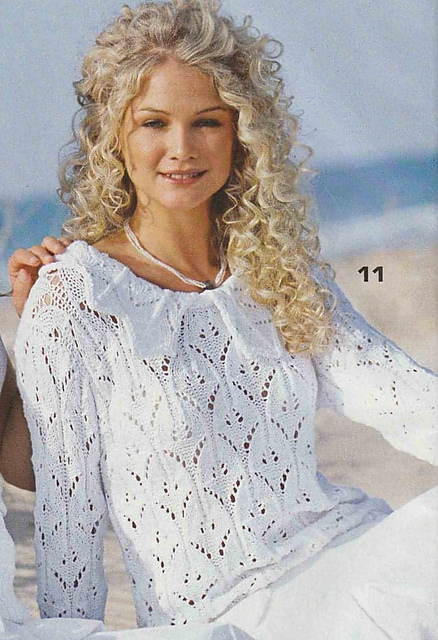# 11 White Ajouré Sweater with collar