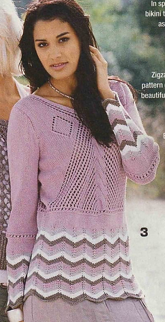 # 03 Sweater in cable and ajouré pattern