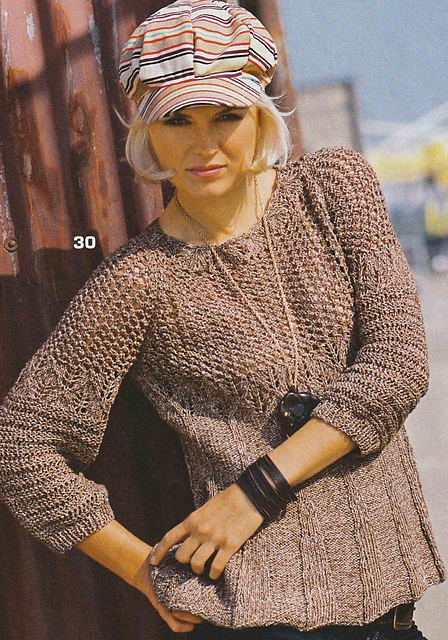 # 30 Sweater in Mottled Brown with godets