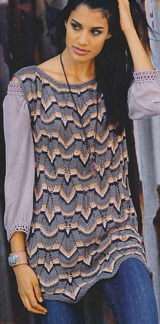 # 31 Striped ajouré pattern tunic