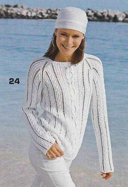 # 24 White Ajoure sweater raglan sleeves