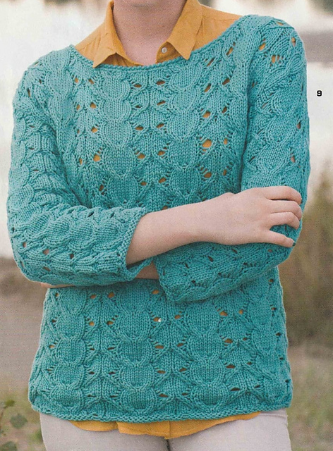 # 09 Pull en motif ajouré torsade
