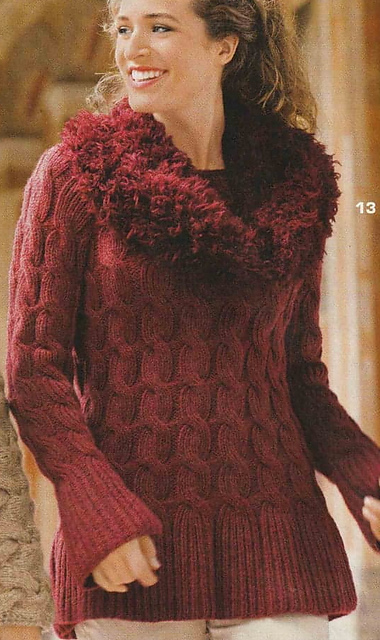 # 13 Cable Sweater with Loop Shawl