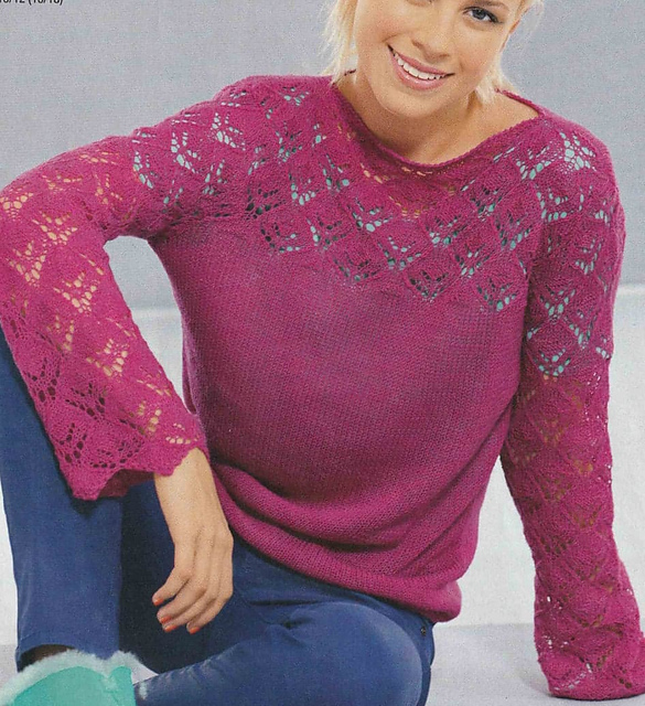 # 30 Pink Sweater with Lace Panel