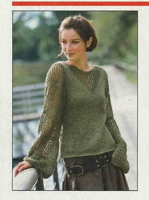 # 25 Green Sweater with Trumpet Sleeves