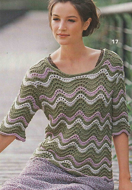 # 17 Wave Pattern Sweater in Rose and Olive