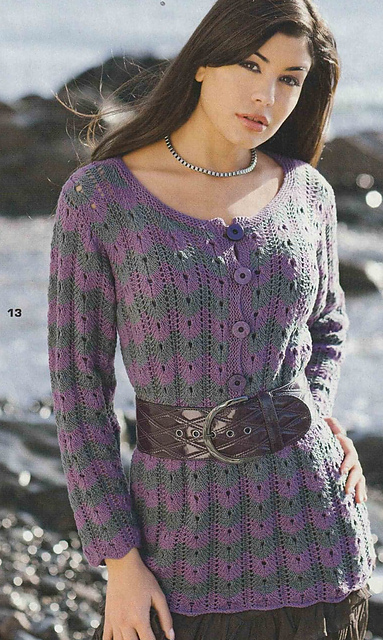 # 13 Ajouré Pattern Sweater with Low Polo Neck
