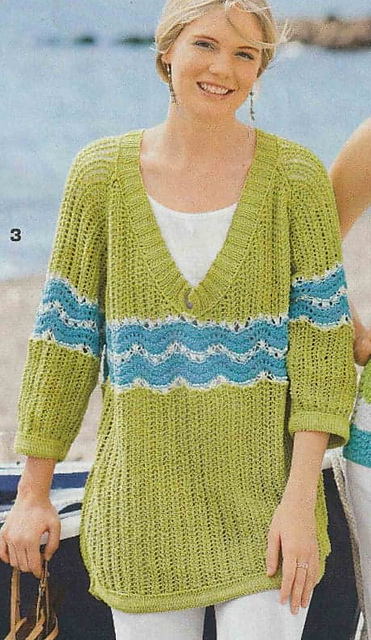 # 03 Raglan Sweater with Wave Pattern