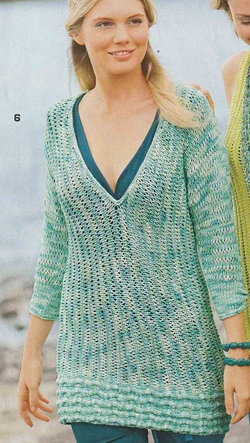 # 06 Mottled  Green Sweater with Cable Border