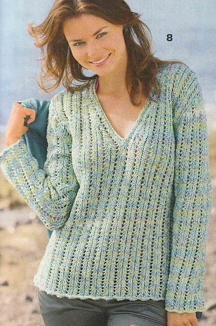 # 08 Mottled Sweater in Ajouré Rib Pattern