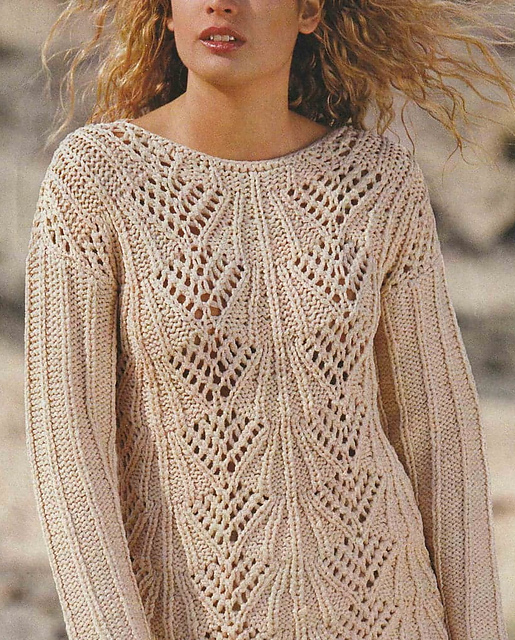 # 06 Pull à motif ajouré couleur sable