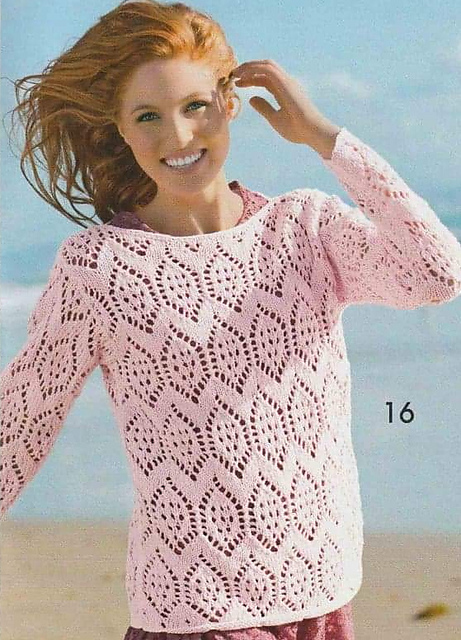# 16 Pull rose en motif ajouré