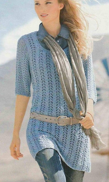 # 27 Short-Sleeve Pullover with Cable-Lace Pattern