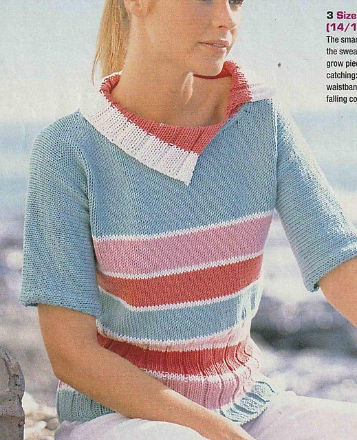 # 03 Short Sleeve Sweater, Stripes & Open Collar