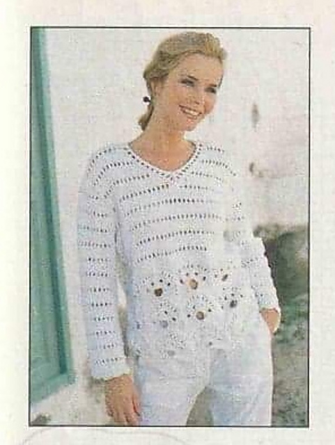 # 12 White Sweater with Ajouré Pattern