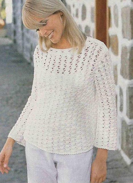 # 17 White Sweater with Ajouré Pattern