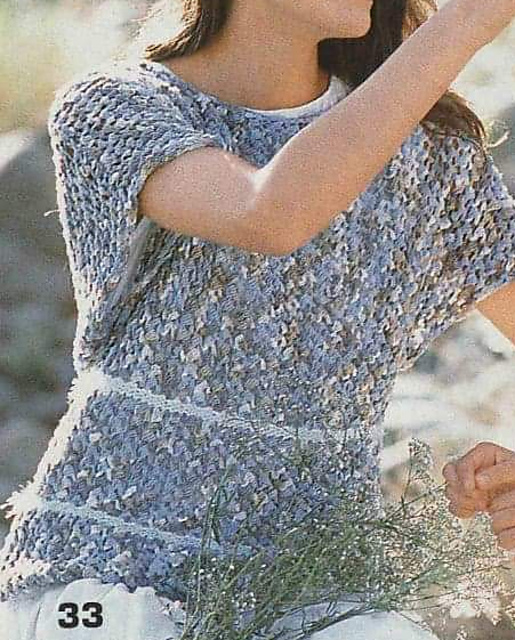 # 33 Net Pattern Sweater in Shades of Blue