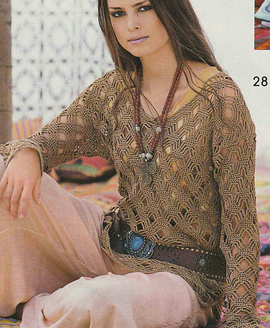 # 28 Brown Crochet Pullover