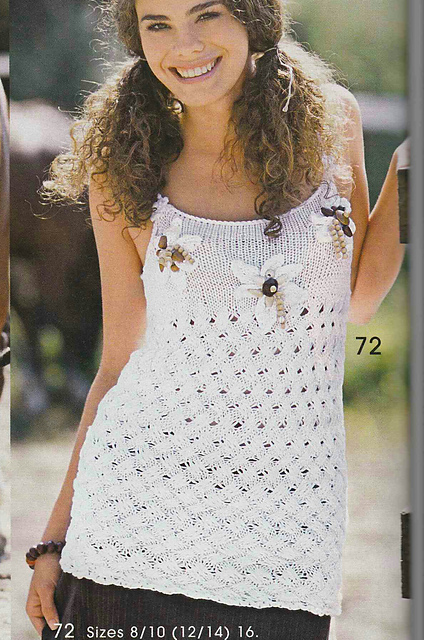 # 72 White Top with Crossed Dropped Stitches