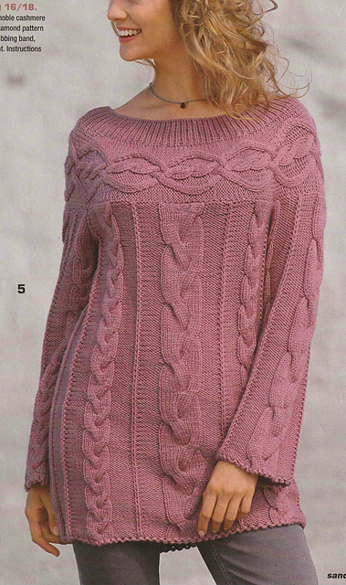 # 05 Sweater in Fuchsia with Yoke & Cables