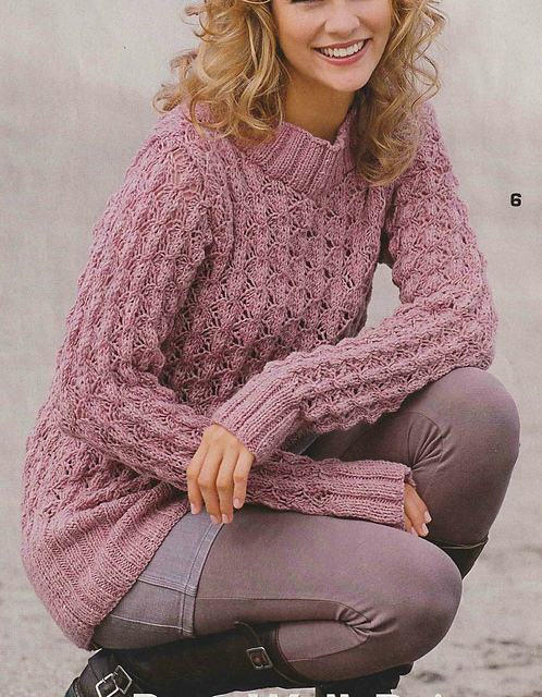 # 06 Lady's Sweater in Diamond-Ajouré Pattern