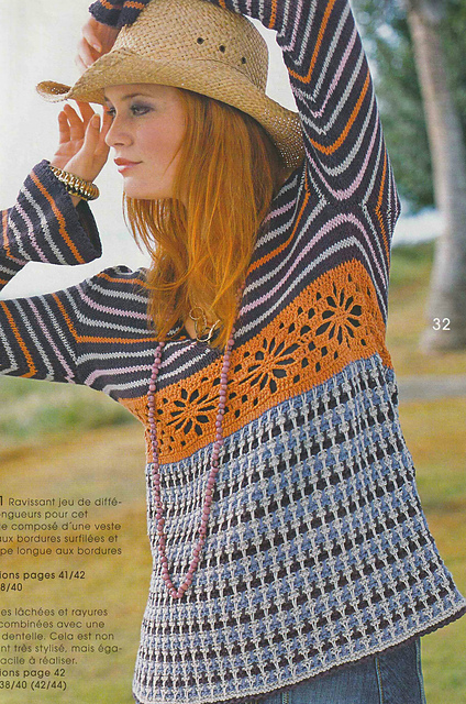 # 32 Pull avec bordure crochet à la taille