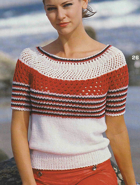 # 26 Short Sleeve Sweater with Round Yoke