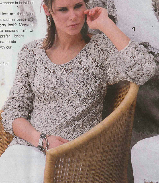 # 01 Ajoure Pattern Sweater in Mottled Beige