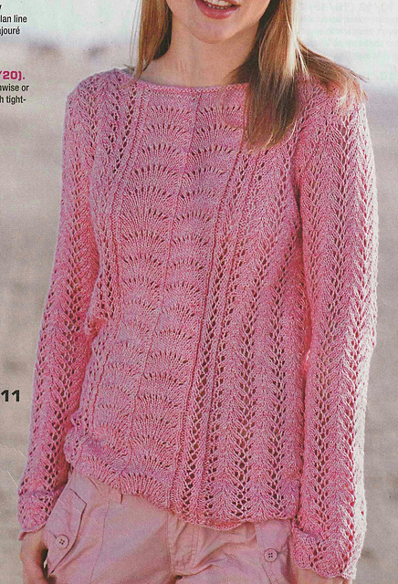 # 11 Ajouré Pattern Sweater in Mottled Pink