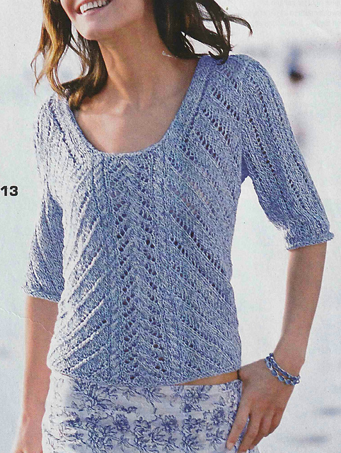 # 13 Short Sleeve Sweater in Mottled Blue