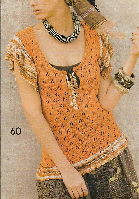 # 60 Pull motif ajouré avec manches à ruches