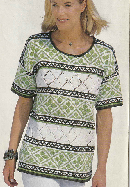 # 08 Pull vert et blanc en jacquard