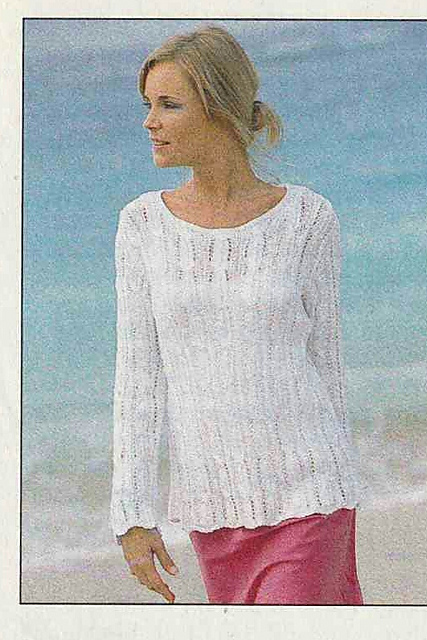 # 10 White Sweater in Cable Pattern