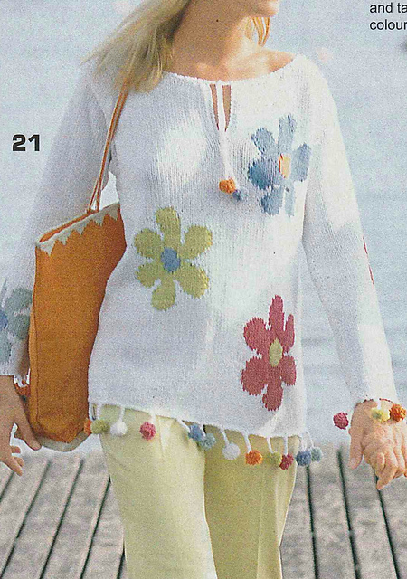 # 21 White Sweater with Flowers
