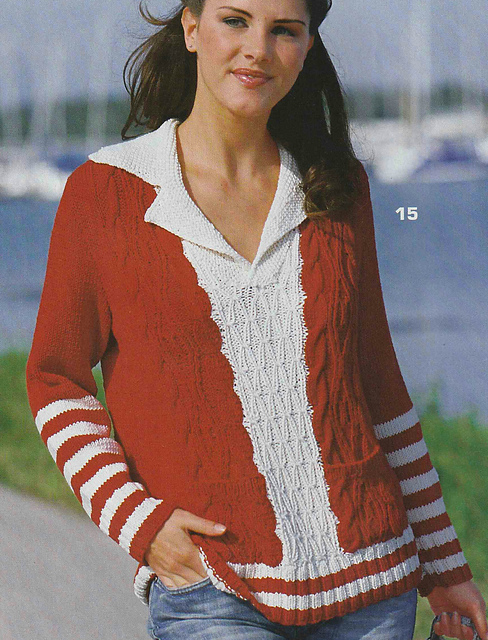 # 15 Pull structuré en rouge et blanc