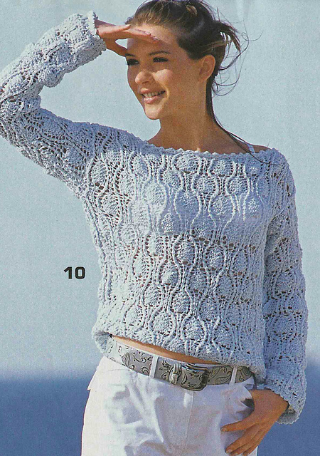 # 10 Light Blue Sweater in Ajouré Pattern