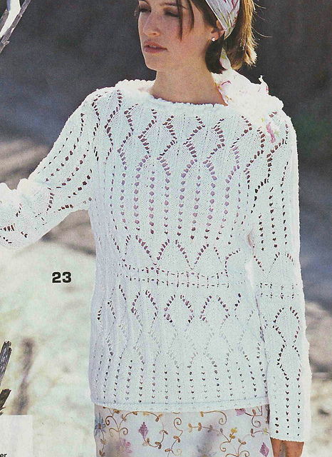 # 23 White Sweater in Ajouré Pattern