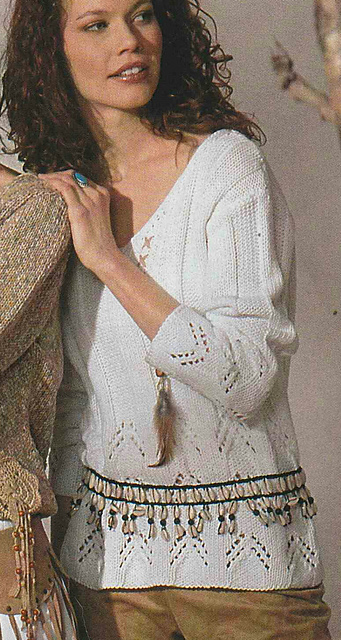 # 02 White Ajouré Sweater with V-neck