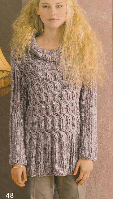 # 48 Pull motif torsadé avec bordures côtelées