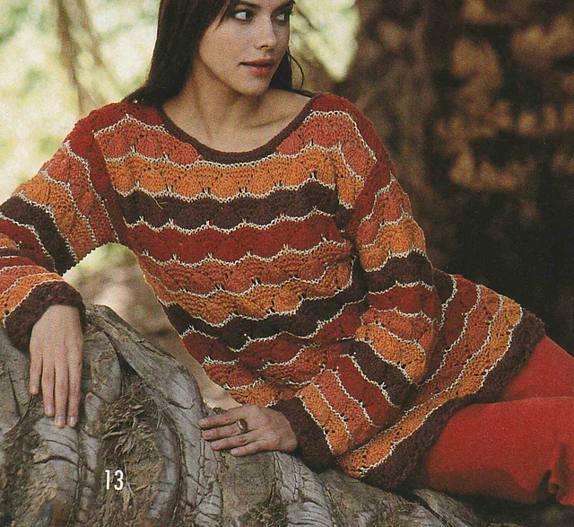 # 13 Wave Pattern Sweater in Shades of Red