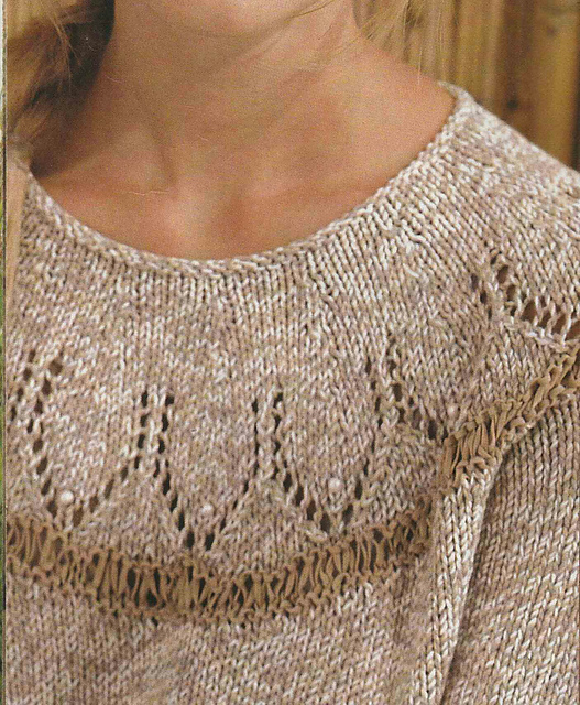# 21 Mottled Sweater with Round Yoke