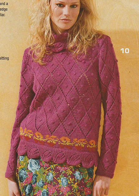 # 10 Sweater with Diamond Pattern in Cyclamen