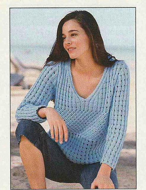 # 16 Patterned Sweater in Blue with V-neck