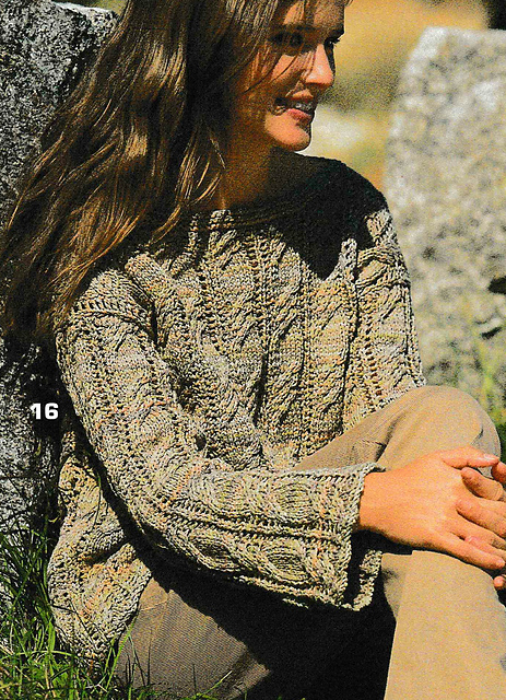 # 16 Cable Pattern Sweater in Mottled Olive