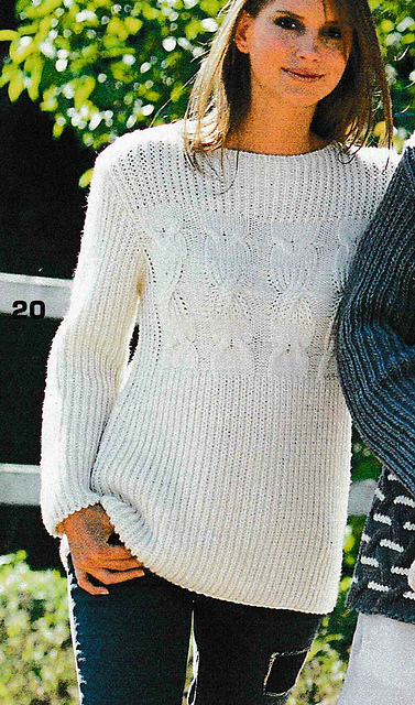 # 20 Fisherman Rib Sweater with Cable Pattern Yoke