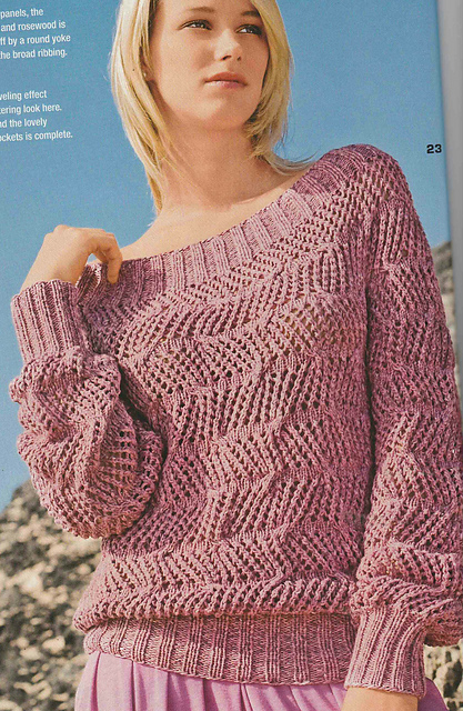 # 23 Round-Yoked Sweater with Net Panels