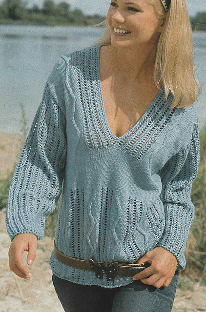 # 06 Relief Pattern Sweater in Light Blue