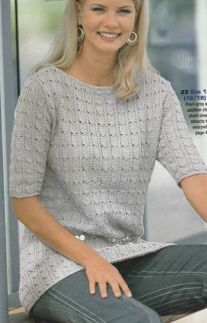 # 23 Pearl-Grey Sweater in Relief Pattern