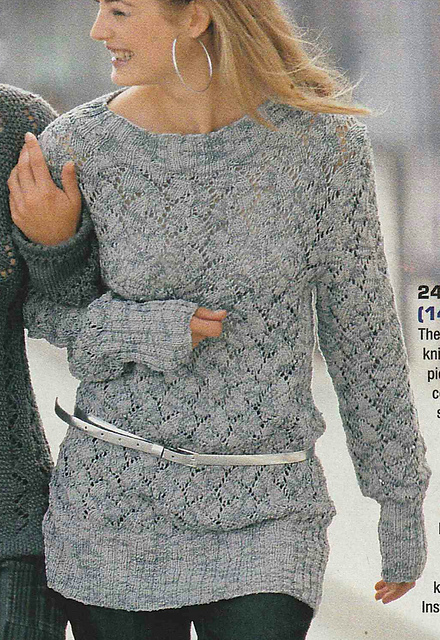 # 25 Ajouré Pattern Sweater in Mottled Grey