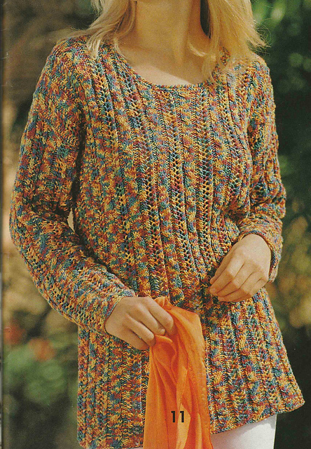 # 11 Mottled Sweater with Eyelet Panels